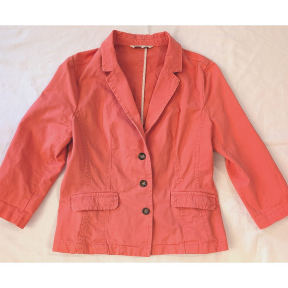 Old Navy Jackets & Blazers - Old Navy Womens Large Coral Cotton Blazer 3/4 Sleeve 3 Button Jacket L